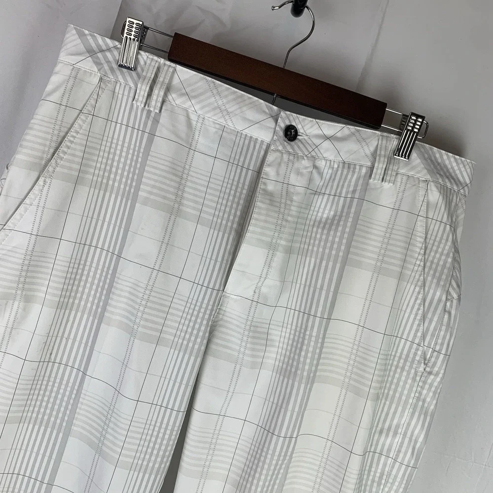 Ogio Golf Pants‎ Tag 36x32 (Measure 36x27.5) White Gray Plaid Stretch